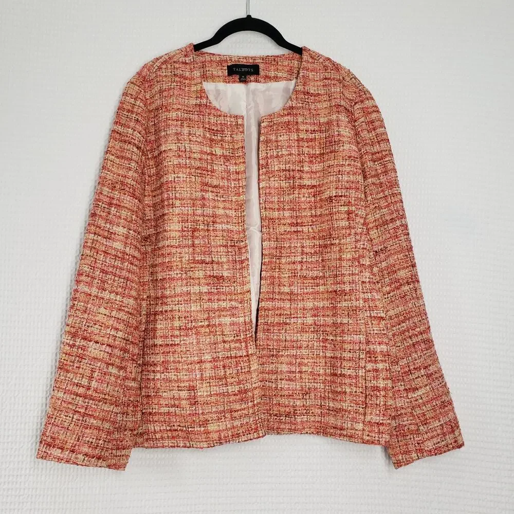 Talbots Pink-Cream Tweed Jacket and Skirt Set - Picture 3 of 16